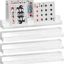 OwnMy 4PCS Clear Acrylic Playing Card Holders with Dual Grooves, Trapezoidal Playing Card Decks Card Stands with 2 Slots, Acrylic Game Card Racks for Seniors