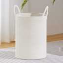 VIPOSCO Large Laundry Hamper, Tall Woven Rope Storage Basket for Blanket, Toys, Dirty Clothes in Living Room, Bathroom, Bedroom - 72L White