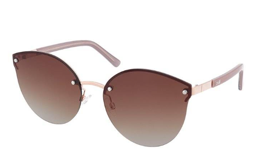 Womens Exposed Edge Round Cat Eye Brown Half Rim Sunglasses Gold Brown Gradient (Gold Frame - Brown Lens)