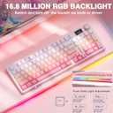 AULA S98 Pro Wireless Mechanical Keyboard with Screen & Knob,2.4GHz/USB-C/BT5.0 Hot Swappable Pink Creamy Keyboard,Pre-lubed Linear Switches,Side Printed PBT Keycaps,RGB Backlit Gaming Keyboards