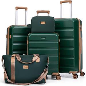 Luggage Sets 5 Piece, Suitcases with Wheels,ABS Hard Case Luggage with TSA Lock Spinner Wheels,Carry On Luggage Set (Green,20/24/28 Inch), 5 PCS
