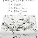 Chanasya Premium Printed King Bed Sheet Set 4-Piece - Soft Lattice Bamboo Print - 1 Flat Sheet 1 Fitted Sheet and 2 Pillowcases - Wrinkle Resistant Microfiber Sheets - Creme - King