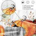 Riyidecor Happy Fall Shower Curtain for Bathroom Decor 60Wx72H Farmhouse Maple Leaf Pumpkin Floral Autumn Black White Plaid Wooden Rustic Art Printed Fabric Polyester Waterproof 12 Pack Plastic Hooks