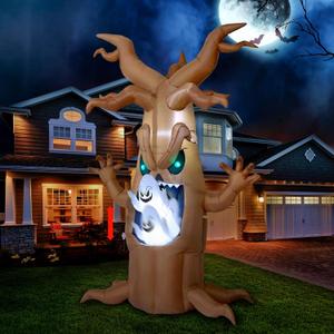 Joiedomi 7 Ft Halloween Inflatables Tree Decorations Outdoor Blow Up Yard Decor Animatronics Ghost in Tree with Built-in LEDs Halloween Inflatable Ghost Decoration Blow Up Party Decor Supplies