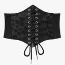 SUOSDEY Black Corset Belt for Women, Vintage Lace-up Elastic Waist, Tied Waspie Wide Belt for Halloween Costume