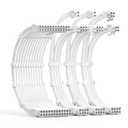 PSU Cable Extension Kit 30CM Length with Cable Combs 1x24Pin/1x8Pin(4+4) EPS/2x8Pin(6P+2P) PCI-E/PC Sleeved Cable for ATX Power Supply(White)