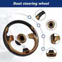 12.5 Inch Boat Steering Wheel with 3/4 Axle Marine Steering Wheel Adapter, Yachts, Pontoon Boats, Brown