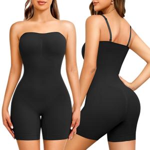 Strapless Shapewear for Women Tummy Control Seamless Jumpsuit Shapewear (Black, S)