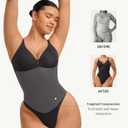 FeelinGirl Shapewear Bodysuit Tummy Control for Women Zip-Up Shapewear Thong Waist V Neck Body Shaper Going Out, Medium (Black)