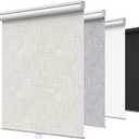 GENIMO 100% Blackout Roller Window Shades, Window Blinds Cordless with Thermal Insulated, UV Protection Fabric, Mini French Door Blinds for Home, Bedroom, Office, Ivory White, 35" W X 72" H