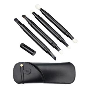 4 Pcs Multifunctional Retractable Shadow Makeup Brushes with Storage Bage, Portable Double Ended Makeup Brush Set for Outdoor Travel Using (Brushes Set)