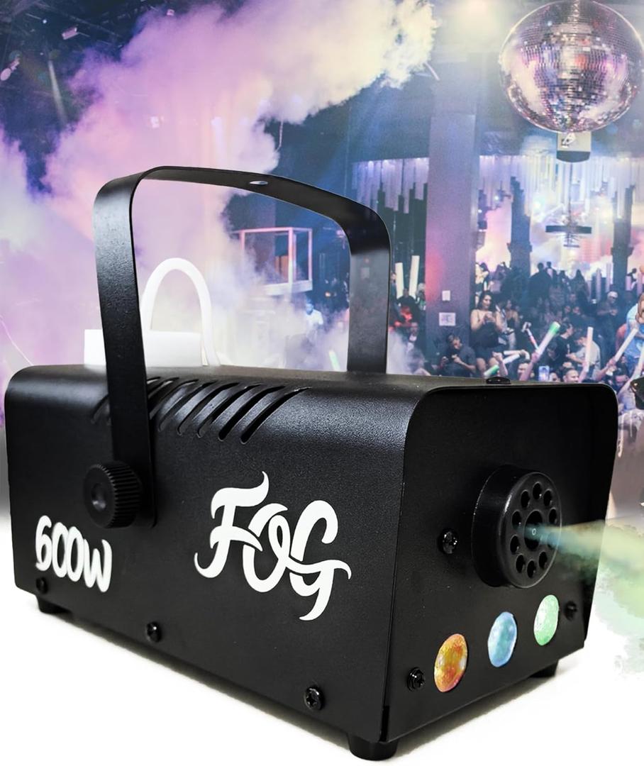 Fog Machine, Smoke Machine LED Light 600W with Wireless&Wired Remote Control for Parties Halloween Wedding and Stage Effect, 600W