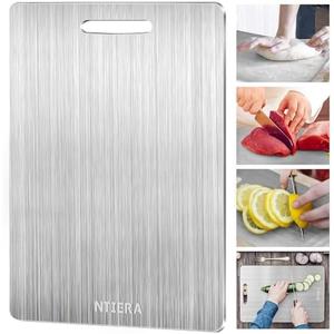 New Titanium Cutting Board-Stainless Steel Cutting Boards for kitchen,Double-Sided Food Grade Non Toxic Cutting Board,Chopping Boards Necessities for Home Outdoor Camping Meal Prep,Easy to Clean （S）