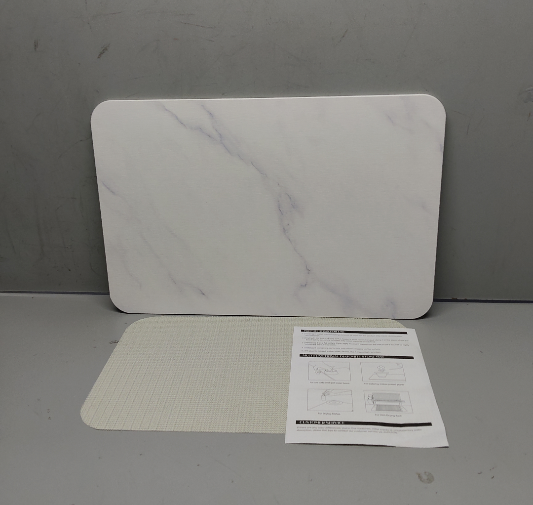 HBlife 23.5" X 15" Quick Drying Stone Bath Mat for Bathroom, Diatomaceous Earth Stone Drying Mat for Kitchen Counter
