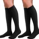 30-40mmHg Medical Graduated Compression Socks for Women&Men Circulation-Knee High Socks for Support,Hiking,Running (Large-X-Large, 1-2 Pack Black)