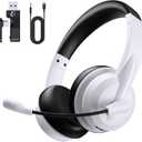 Wireless Headset with Mic for Work with AI Noise Cancelling Mic for Clear Calls, Bluetooth V5.3 Headphones with Microphone to USB A/C Dongle & Mic Mute for Computer Laptop PC iPhone (Black White)