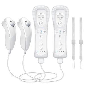 WDZP (White *2) Remote Controller with Motion Plus for Wii/WII U, 2 in 1 Remote with Nunchuck Controller for Wii/WII U Console [nintendo_wii_u]