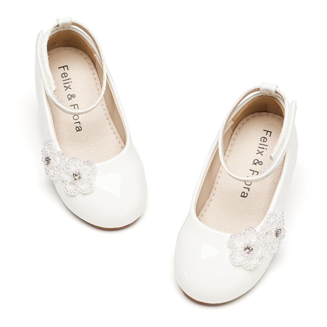 Girls Toddler Little Ballet Shoes - Flower Girls Mary Jane Flats Dress Shoes Party Wedding 11