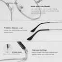 Classic Square Polygon Reading Glasses for Men Women Light Blocking Computer Readers Spring Hinge Metal Frame (Silver)