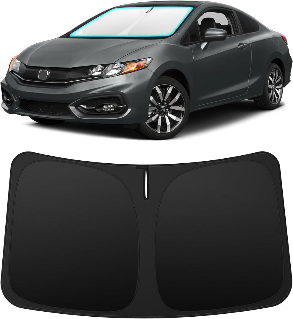 INSAUTO Custom Fit Windshield Sun Shade Accessories for Honda Civic 2012-2015, Foldable Front Window Sunshade, UV & Heat Reflector, Keeps Interior Cool, Includes Storage Bag