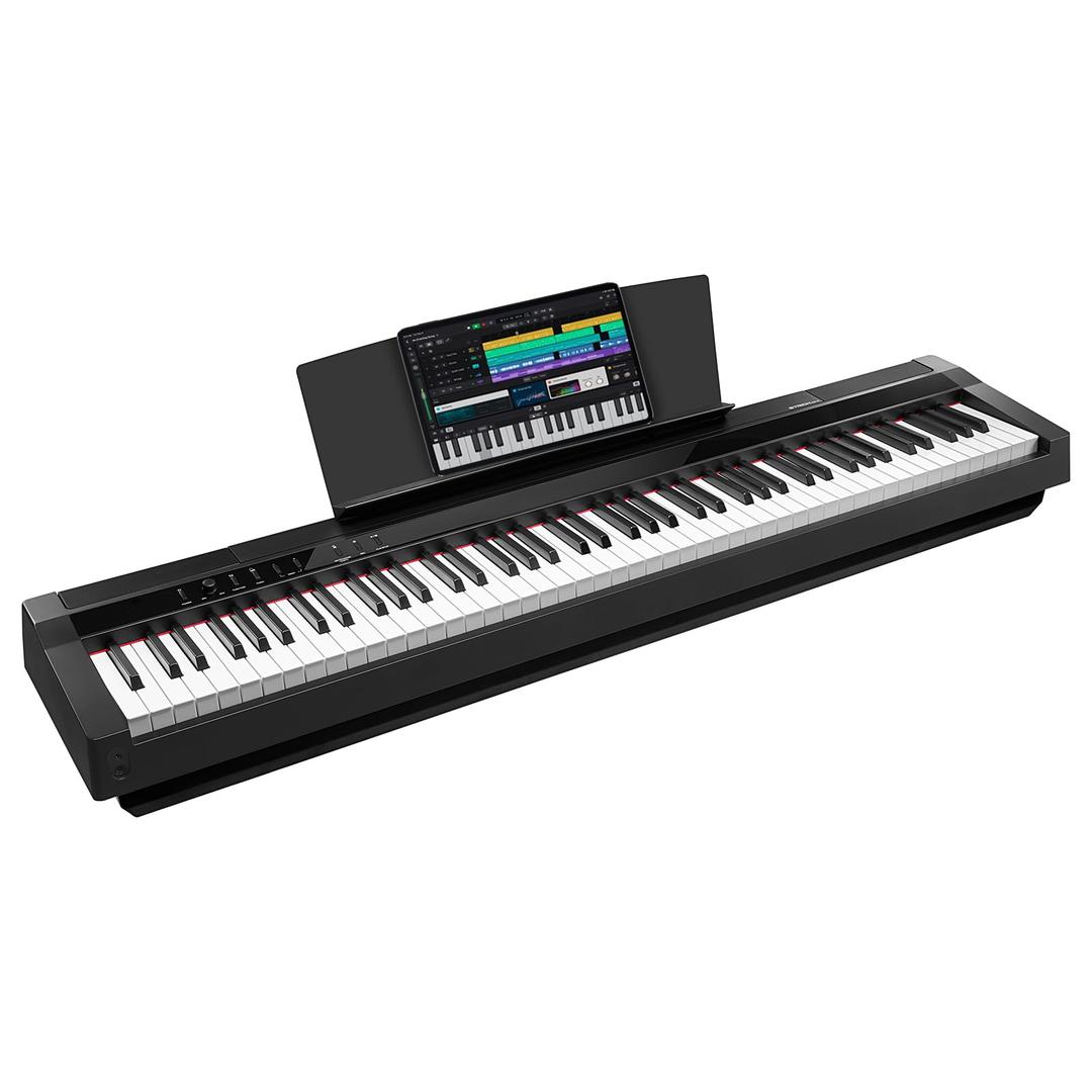 STRICH Digital Piano 88 Key Full Size Weighted Keyboard, Hammer-Action Portable Electric Piano For Beginner Adults, Bundle With Sustain Pedal, Piano Stickers, Music Rest, Black, SDP-P7