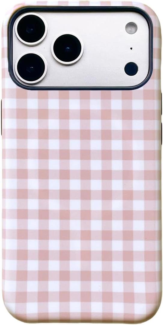 Compatible with iPhone 17 Pro Case [Compatible with MagSafe] -[8 ft Drop Protection] 2 in 1 Shockproof Protective Slim Soft TPU Cover for Women Girls (Brown Chessboard, iPhone 17 Pro 6.3 inch)