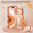 2 x BENTOBEN for iPhone 17 Pro Case Clear, [Compatible with MagSafe][Full Camera Protection][Cute Wave Frame][DIY Glitter Cardstock] Electroplated Wavy Shockproof 17Pro Phone Case 6.3", Cosmic Orange