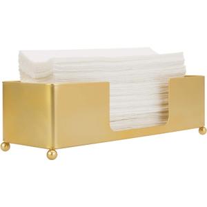 MyGift Gold Paper Towel Holder, Toilet Paper Towel Dispenser for Bathroom, C fold Paper Towel Holder Countertop for Commercial & Home Use, Modern Brass Finish Metal