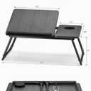 FISYOD Foldable Laptop Desk for Bed Couch, Adjustable Split Lap Desk with Cup Holder, Portable Lightweight Bed Table Tray, Heavy-Duty Laptop Stand for Working, Writing, Reading and Eating - Black