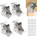4 Pack Locking Hinge for Folding Leg Brackets,Heavy Duty Folding Brackets 90 Degree Self Locking Folding Hinge for Table Legs FurnitureSilver