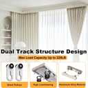 Double Curtain Track Ceiling Mount, Silent Aluminum Track Curtain Rail, Heavy-Duty Double Row Ceiling Curtain Tracks Rod Sliding Rails for Curtains, Room Divider for Living Room Bedroom (3FT)