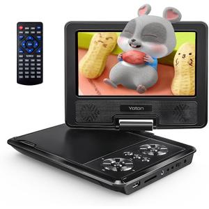 YOTON 9.5" Portable DVD Player for Kids and Car, 7.5" Swivel HD Screen with 4-6 Hours Built-in Battery, Support Sync Screen to TV, Support SD Card/USB/Multiple Disc Formats