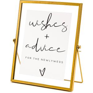 Calculs Advice And Wishes For The Mr And Mrs Gold Floating Picture Frame Wedding Signs Place Card/Menu Holder 10 x 8 Inches Centerpiece Table Dcor Bridal Shower
