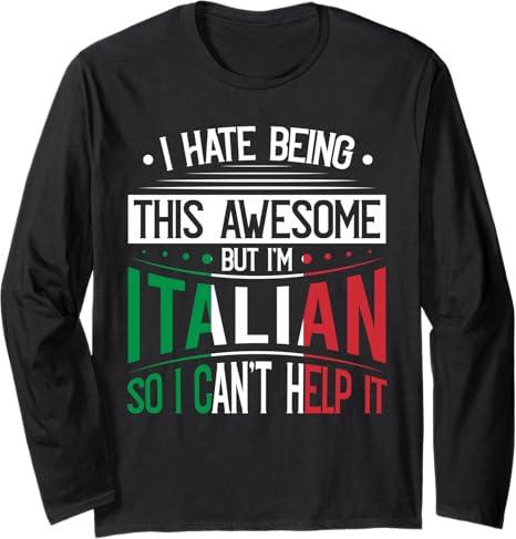 Italian Roots Outfit Funny Italy Heritage Men Women Long Sleeve TShirt, 2XL