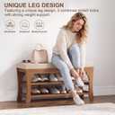 PETKABOO 27.6" Shoe Storage Bench with Cushion, Bamboo Shoe Rack Bench, 2-Tier Entryway Shoe Organizer, Supports up to 350 LB, for Hallway, Bedroom, Closet, Living Room