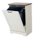 13 Gallons Tilt Out Trash Cabinet, Hidden Trash Can Cabinet Wooden Tilt Out Pet Proof Hidden Trash Bin Cabinet for Kitchen Living Room (White)