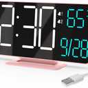 KOSUMOSU Clock for Bedroom, 6.7in Digital Alarm Clock, Auto Dimming, Room Temperature, Day of The Week, Seconds, Date, Alarm Clocks for Bedrooms, Digital Clocks for Living Room