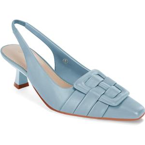 Womens Sling Back Kitten Heels Low Dress Shoes Slingback Pumps Pointed Closed Toe Comfortable Party Office Sandals (Blue, M)