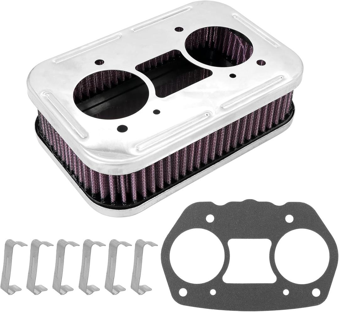Kipa Air Filter assembly for Carburetor IDF 40mm 44mm 48mm Washable Air Filter Cleaner 1-3/4 Tall 8805 Compatible with VW buggy Trike Bug Air Cooled Stainless metal plate
