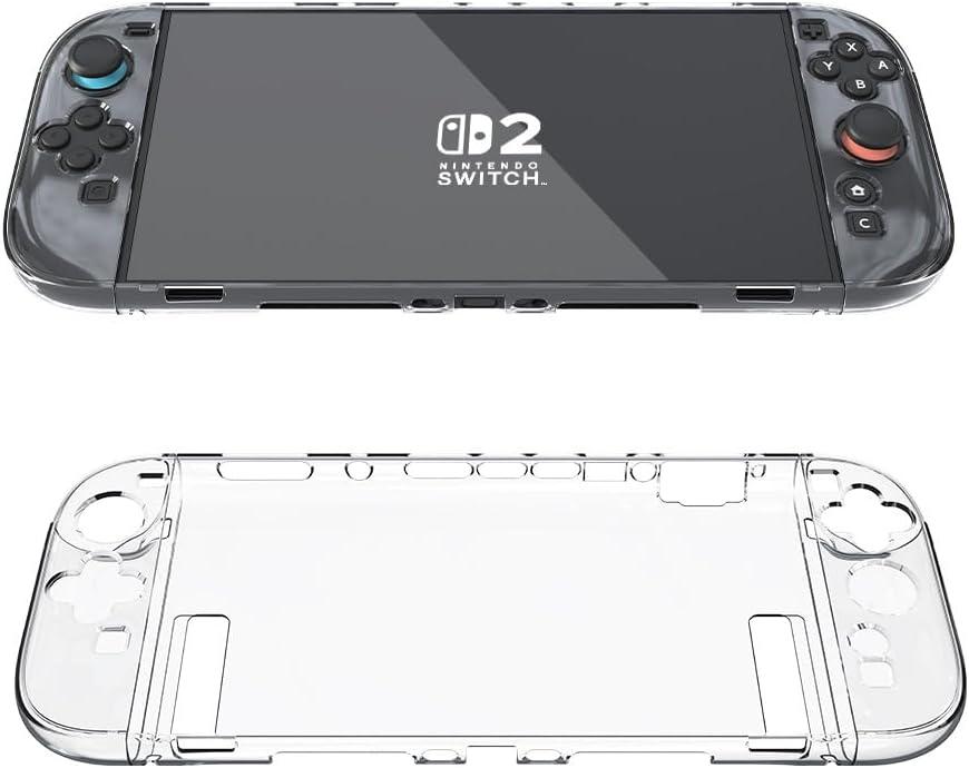 2 x 3 in 1 Dockable Crystal Clear Protective Case Cover Compatible with Nintendo Switch 2 Model 2025
