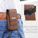 Holster for iPhone 17 Pro Max, Galaxy S26 Ultra S25 Ultra S24 Ultra S23 Ultra Note S22 Ultra, Premium Leather Pouch with Belt Clip Phone Holster Belt Case (Brown, X-Large)