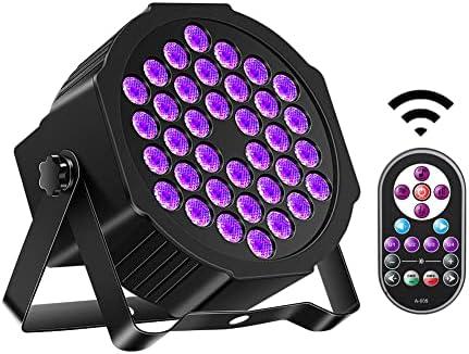 36LED Black Lights, U`King 72W UV Stage Lights Blacklight with Glow in The Dark Party Supplies by DMX Remote Control for Halloween Stage Lighting (1 Pack)