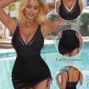 SUUKSESS Women Mesh One Piece Swim Dress Swimsuit Tummy Control Bathing Suit (Black, M)