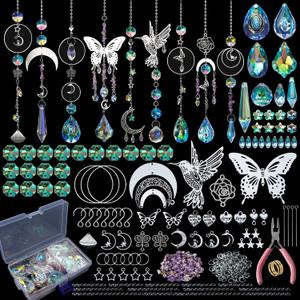 HYBEADS DIY Suncatchers, 400pcs Sun Catchers Making Supplies Kit Art and Crafts for Adults Hanging Prism Sun Catcher with Crystals Rainbow Maker for Indoor Window Home Wedding Garden Christmas Decor