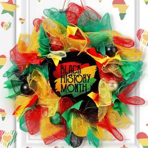 Hoteam Black History Month Wreath for Front Door Black History Month Door Wreaths Four Colors Decorations African American Christmas Kwanzaa Decorations for Indoor Outdoor Home Porch Decoration