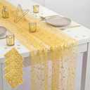 4 Pcs Gold Star Table Runner 29 x 70 Inch Gold Table Runner Star Decor Glitter Sequin Tulle Lace Cloth for Wedding Birthday Party Decor