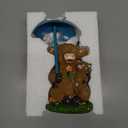 Solar Garden Statues Resin Loving Highland Cow Umbrella Lights Outdoor Decor Gifts for Yard, Patio Decorations (Brown)