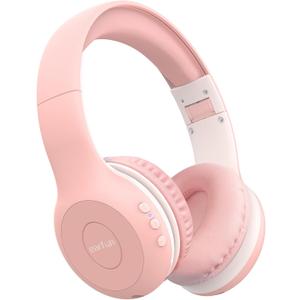 EarFun K2 Kids Bluetooth Headphones, Kids Headphones with Volume Limited, 40H Playtime, Built-in Mic, Stereo Sound, Foldable Over-Ear Headphone for School/Travel/iPad/Tablet, Pink