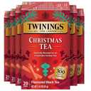 Twinings Christmas Tea, Holiday Spiced Black Tea Bags, 20 CT Box (6 Pack) | Sweet & Savoury Spices, Cinnamon & Cloves, Seasonal Blend, Naturally Caffeinated, 120 Foil Lined Individually Wrapped Bags (EXP 08/25/28)