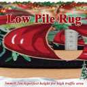 U'Artlines Christmas Washable Round Area Rug 6ft Bell Leaves Laundry Rug Runner Non Slip Soft Throw Rugs Carpet for Entryway Living Room Bedroom Black